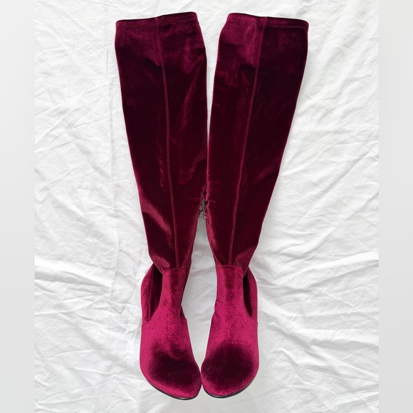 Chinese Laundry Brenda Velvet Over The Knee Boots | Burgundy | Size 6 - Picture 12 of 17